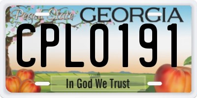 GA license plate CPL0191