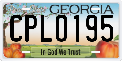 GA license plate CPL0195