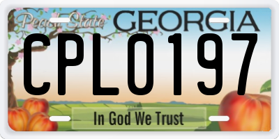 GA license plate CPL0197