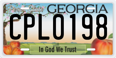 GA license plate CPL0198