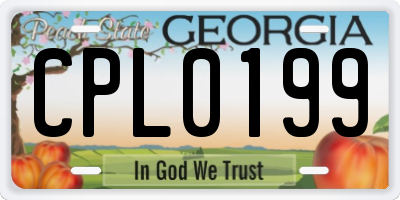 GA license plate CPL0199