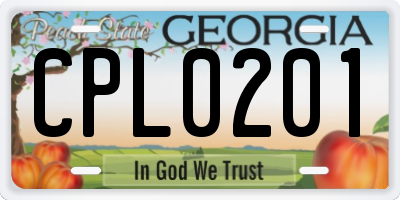 GA license plate CPL0201