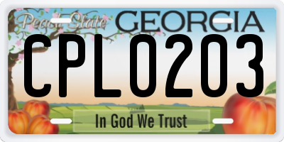 GA license plate CPL0203