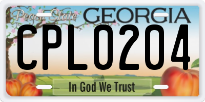 GA license plate CPL0204