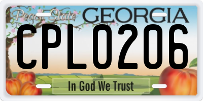 GA license plate CPL0206