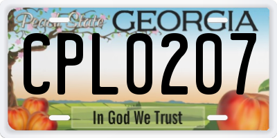 GA license plate CPL0207
