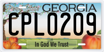 GA license plate CPL0209