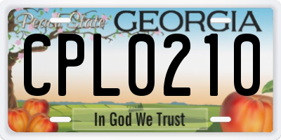 GA license plate CPL0210