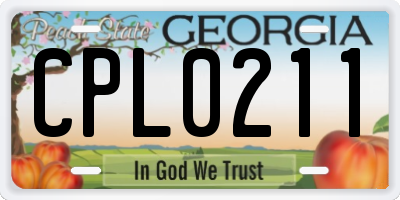 GA license plate CPL0211