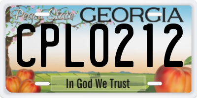 GA license plate CPL0212