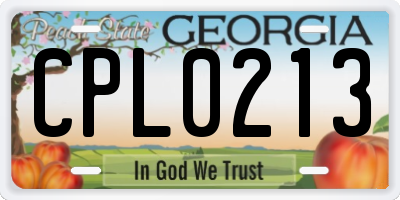 GA license plate CPL0213