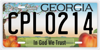 GA license plate CPL0214