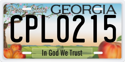 GA license plate CPL0215