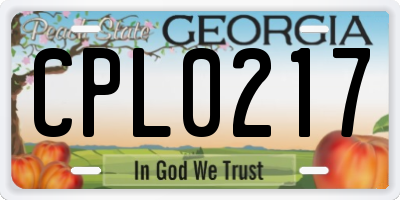 GA license plate CPL0217