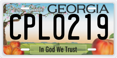 GA license plate CPL0219