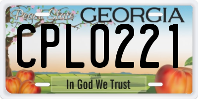 GA license plate CPL0221