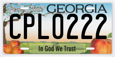 GA license plate CPL0222