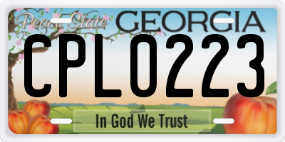 GA license plate CPL0223