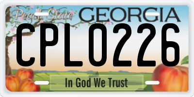 GA license plate CPL0226