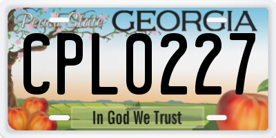 GA license plate CPL0227