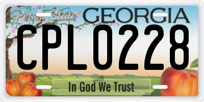 GA license plate CPL0228