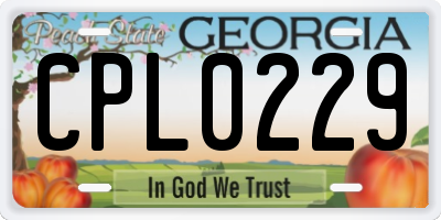 GA license plate CPL0229
