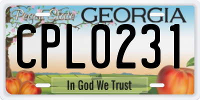 GA license plate CPL0231