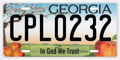 GA license plate CPL0232