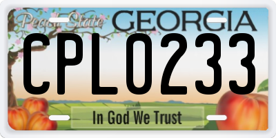 GA license plate CPL0233