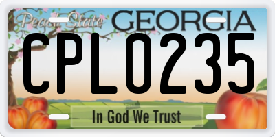 GA license plate CPL0235