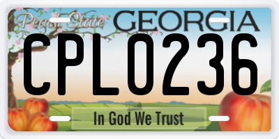 GA license plate CPL0236