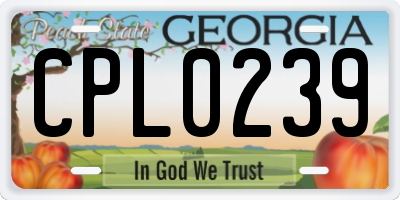 GA license plate CPL0239