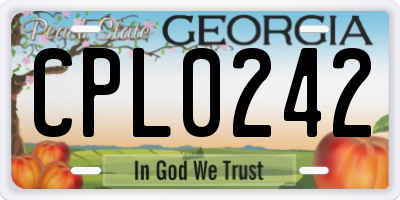 GA license plate CPL0242