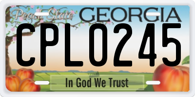 GA license plate CPL0245