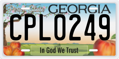 GA license plate CPL0249