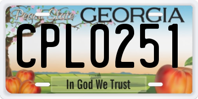 GA license plate CPL0251