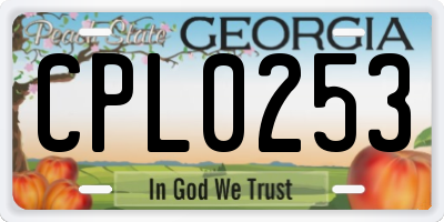 GA license plate CPL0253