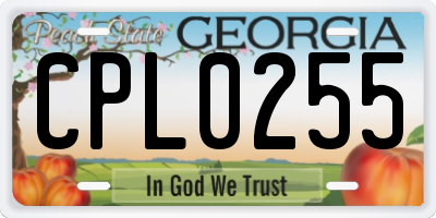 GA license plate CPL0255