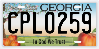 GA license plate CPL0259