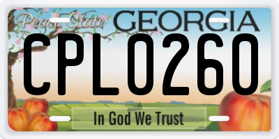 GA license plate CPL0260
