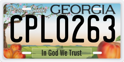 GA license plate CPL0263