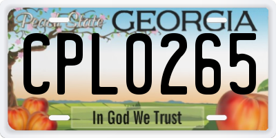 GA license plate CPL0265