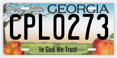 GA license plate CPL0273