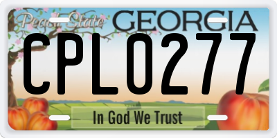 GA license plate CPL0277