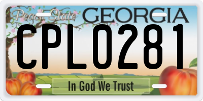 GA license plate CPL0281