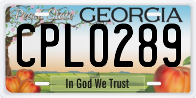 GA license plate CPL0289