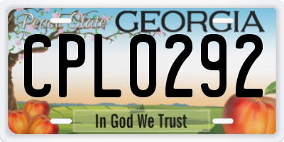 GA license plate CPL0292