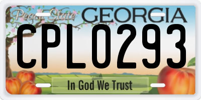 GA license plate CPL0293