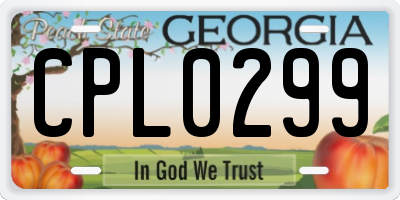 GA license plate CPL0299