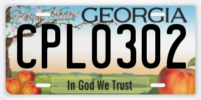GA license plate CPL0302